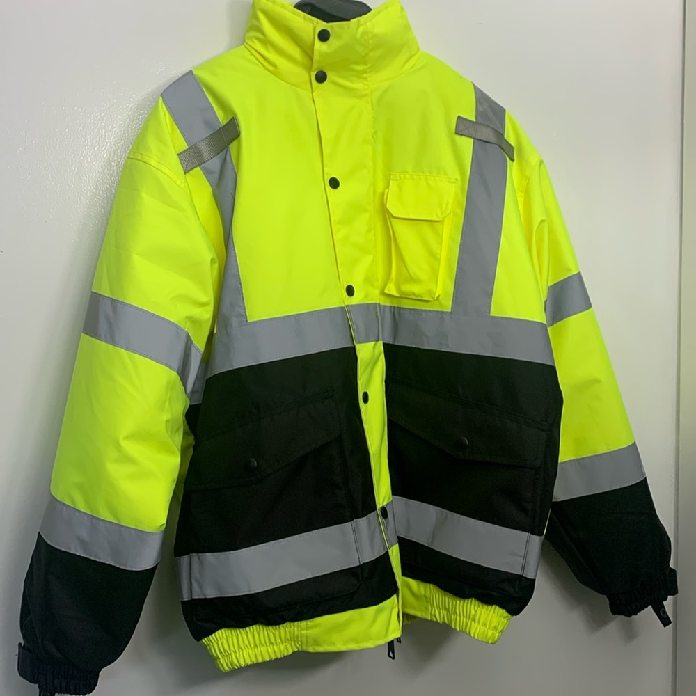 HI VIS INSULATED JACKET COAT REFLECTIVE ROAD WORK UTILITY PRO XL SAFETY